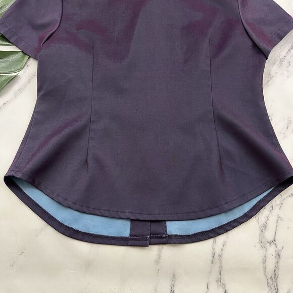 Cindy Womens Vintage Y2k Iridescent Button Up Top Size L Purple Blue Shimmer - Picture 11 of 11